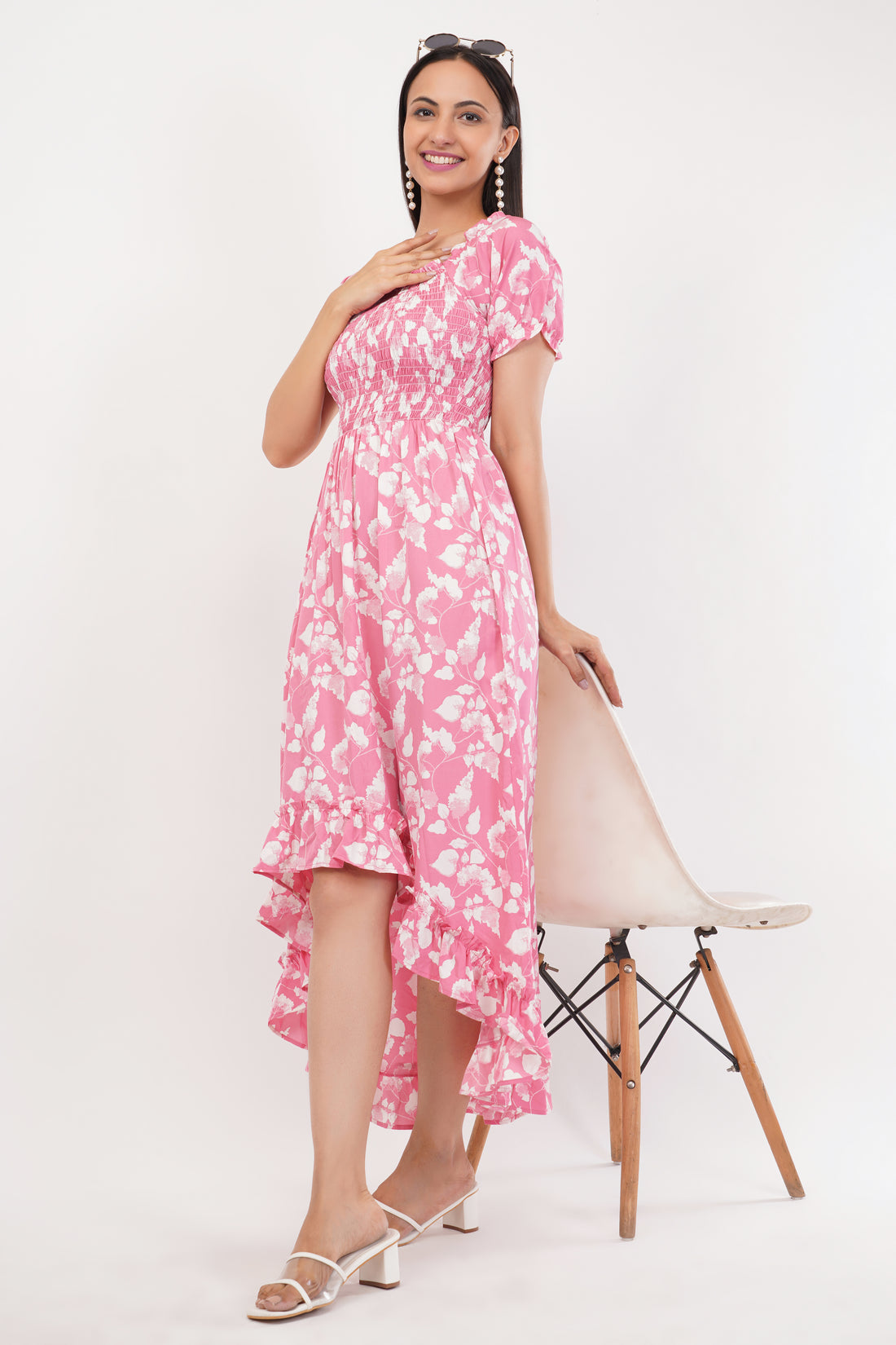 Honneybee Blush Pink Floral Layered Dress