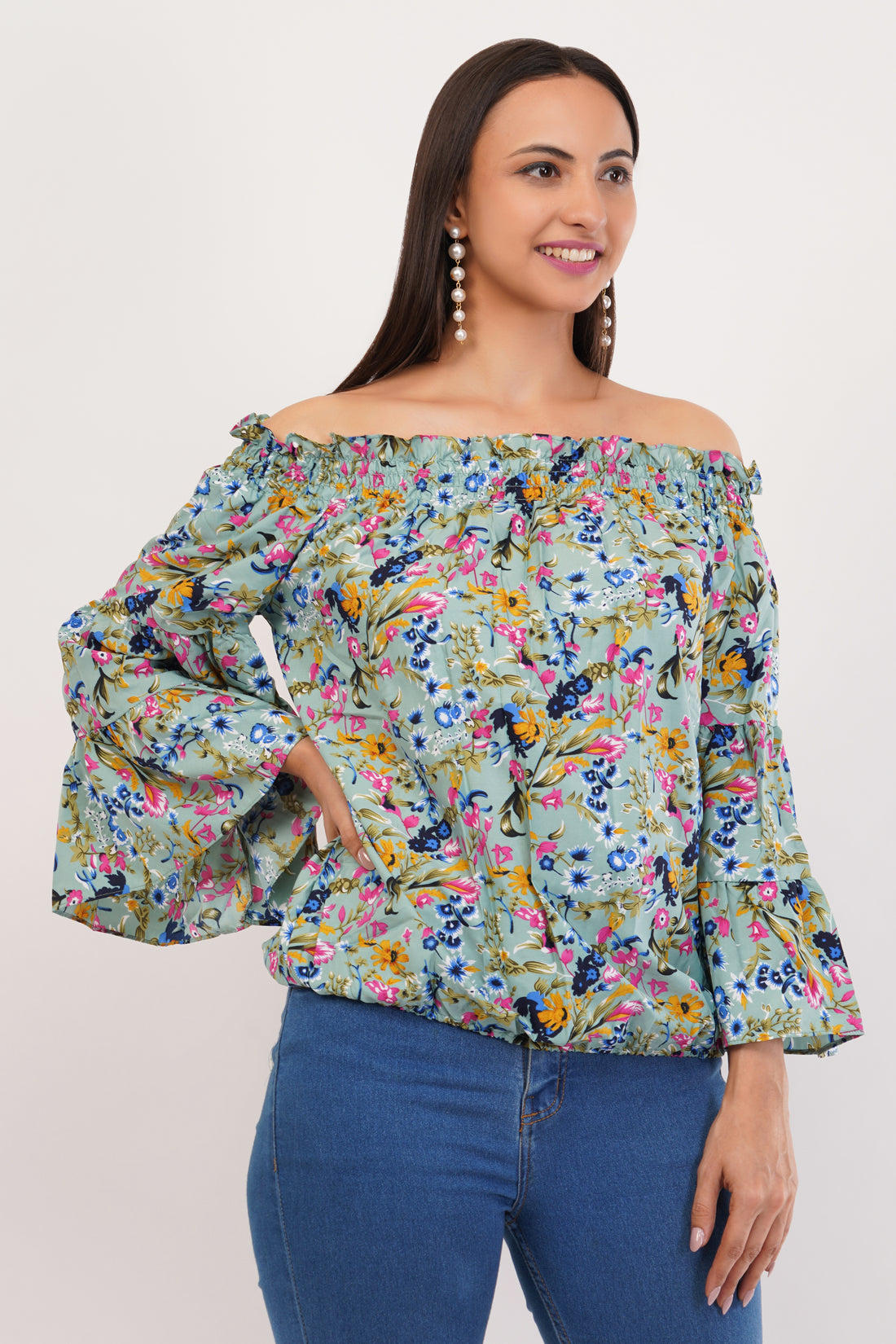 Honneybee Casual Bell Sleeve Printed Top